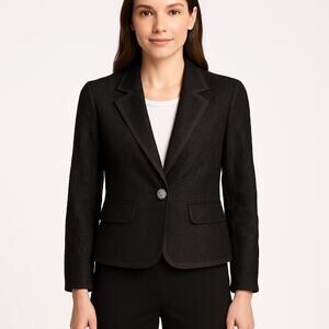 Vintage Diane von Furstenberg DVF Black Lace Blazer formal crystal button Size 0